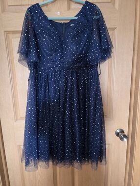 SHEIN Curve Navy Star Tulle Dress – Size 0XL